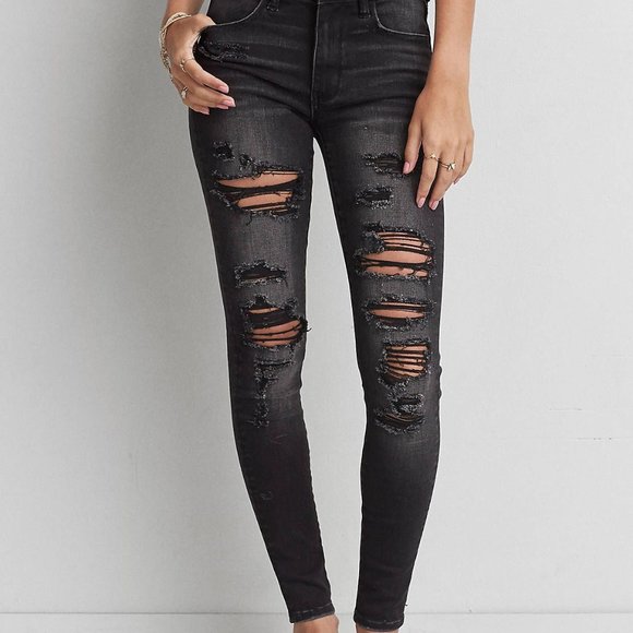 American Eagle Outfitters Denim - American Eagle High Rise Black Ripped Jeggings